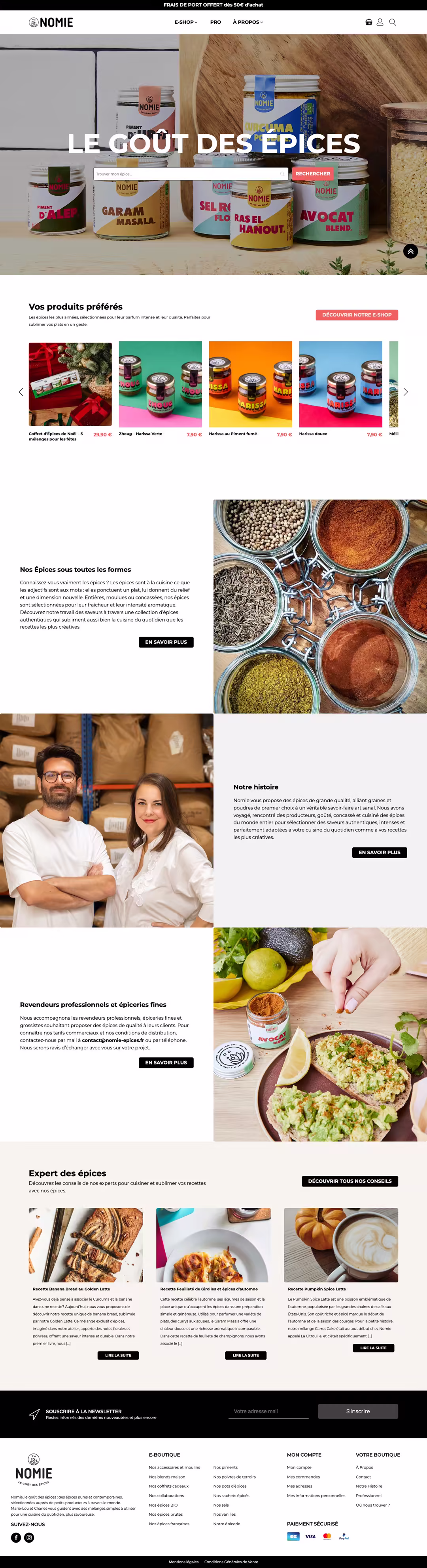 Site Nomie, version ordinateur